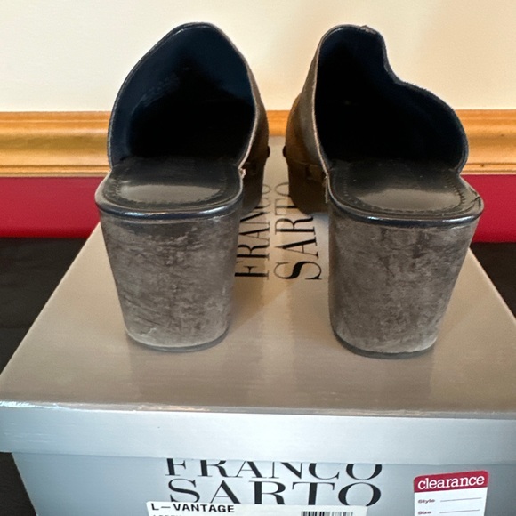 WOMEN'S FRANCO SARTO SUEDE CLOG/ MULES DARK BROWN/NAVY BLUE SIZE 7M - Picture 5 of 9